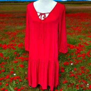 NEW Michael Stars Peasant Dress Dropped Waist Blouson Sleeve NWOT